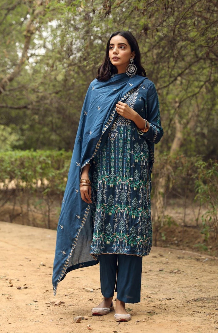 Tanaz Blue Straight Set Gulabo Jaipur