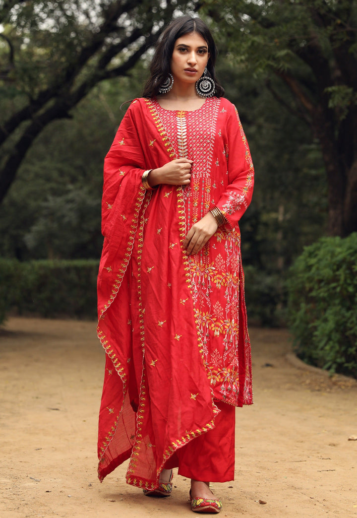 Tanaz Red Straight Set Gulabo Jaipur