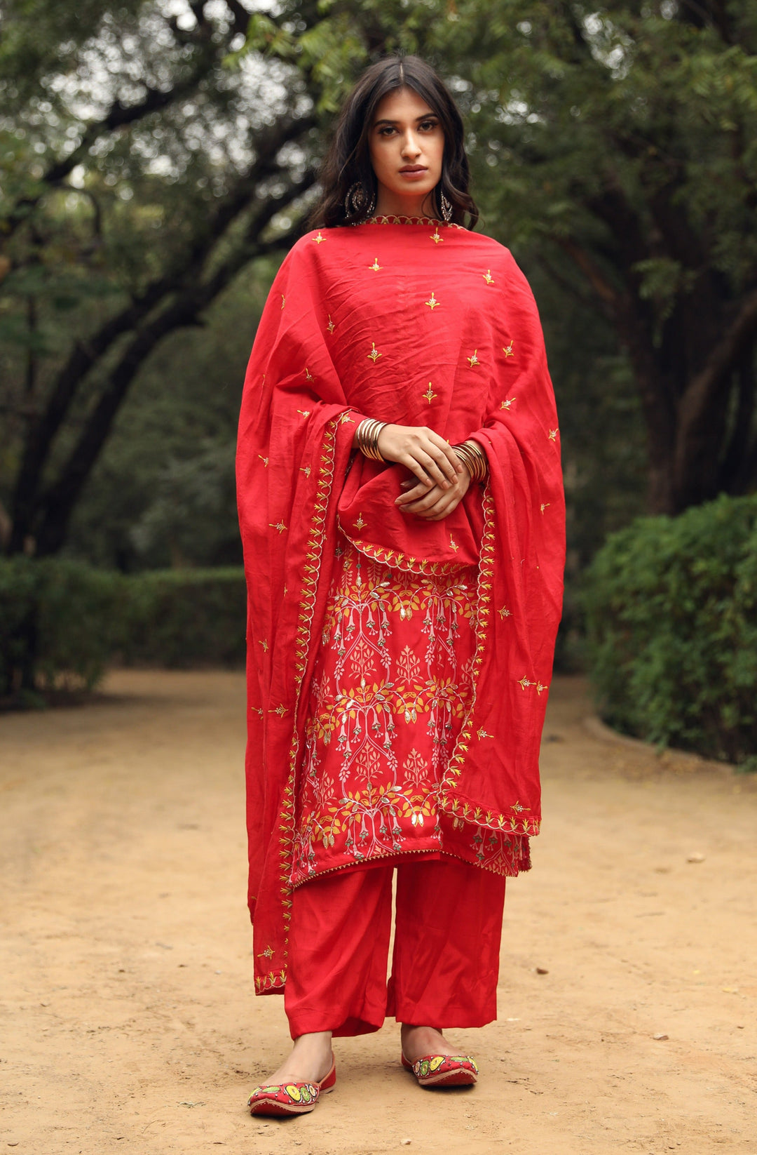 Tanaz Red Straight Set Gulabo Jaipur