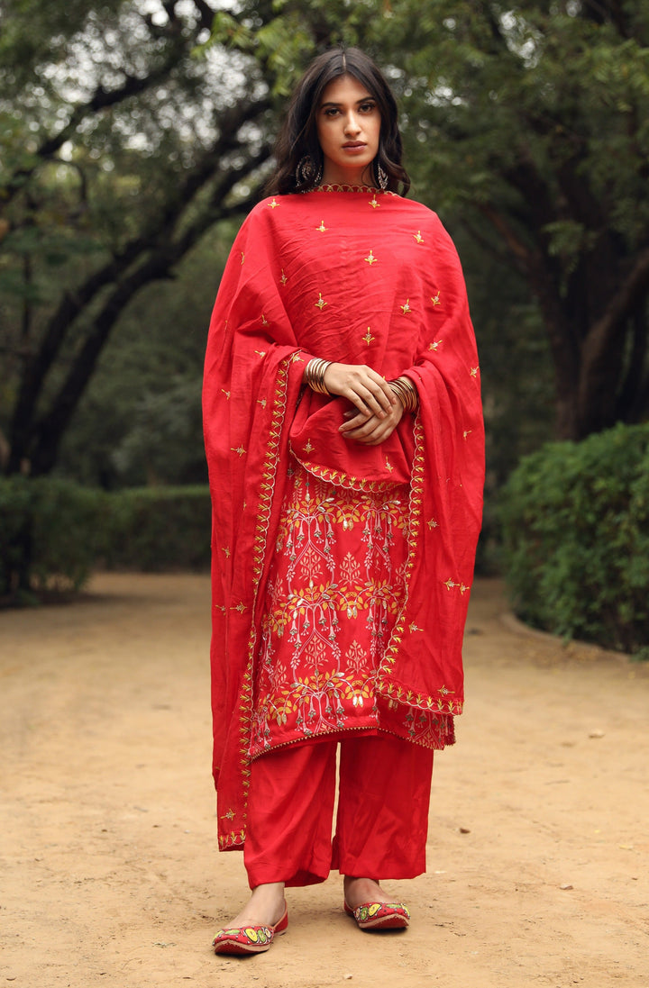 Tanaz Red Straight Set Gulabo Jaipur