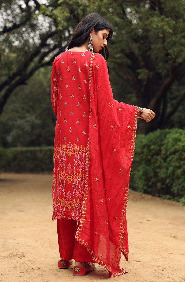 Tanaz Red Straight Set Gulabo Jaipur