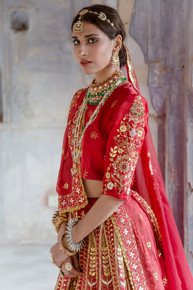 Tulsi Red  Lehenga Set