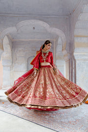 Tulsi Red Lehenga Gulabo Jaipur