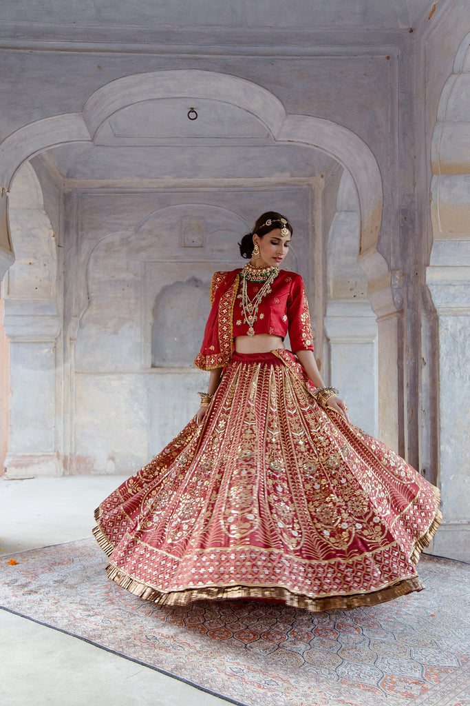 Gota patti bridal lehenga price sale