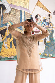Zardozi  Zifa Golden Organza Kurta Set With Muslin Pant 2
