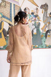 Zardozi  Zifa Golden Organza Kurta Set With Muslin Pant 3