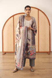 Zara Grey Straight Kurta Set With Dupatta 4