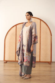 Zara Grey Straight Kurta Set With Dupatta 3