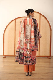 Zara Peach Straight Kurta Set With Dupatta 2