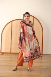 Zara Peach Straight Kurta Set With Dupatta 3