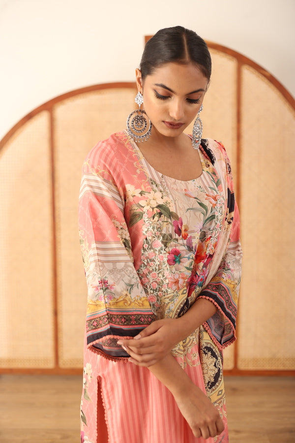 Zara Pink Straight Kurta Set With Dupatta