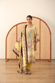Zara Yellow Straight Kurta Set With Dupatta 1
