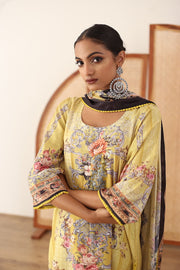 Zara Yellow Straight Kurta Set With Dupatta 3